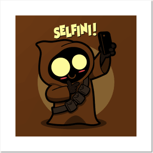 Selfini Cute Funny Alien Taking A Selfie Posters and Art